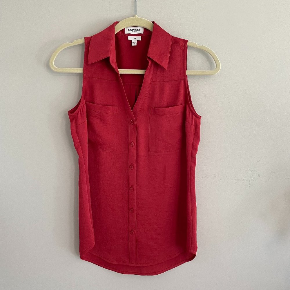 Express Sleeveless Solid Portofino Slim Shirt